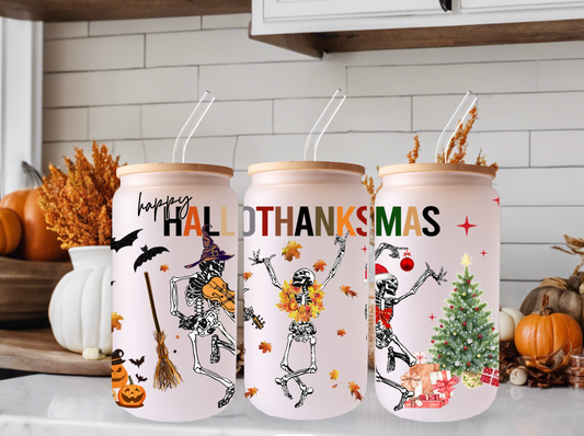 HALLOTHANKMAS 16oz Libbey Glass