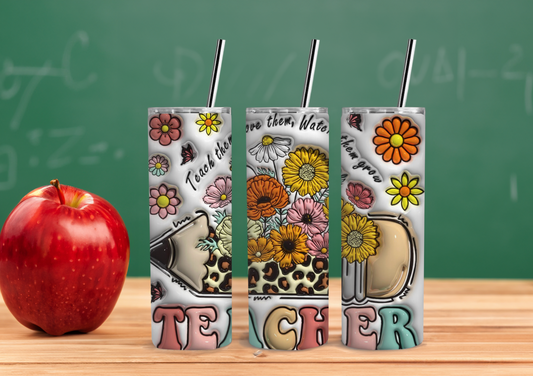 20oz Floral Teacher Tumbler
