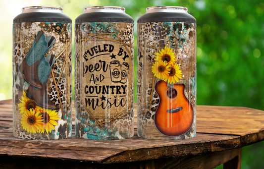 16oz Fueled By Beer and Country Music Can Cooler
